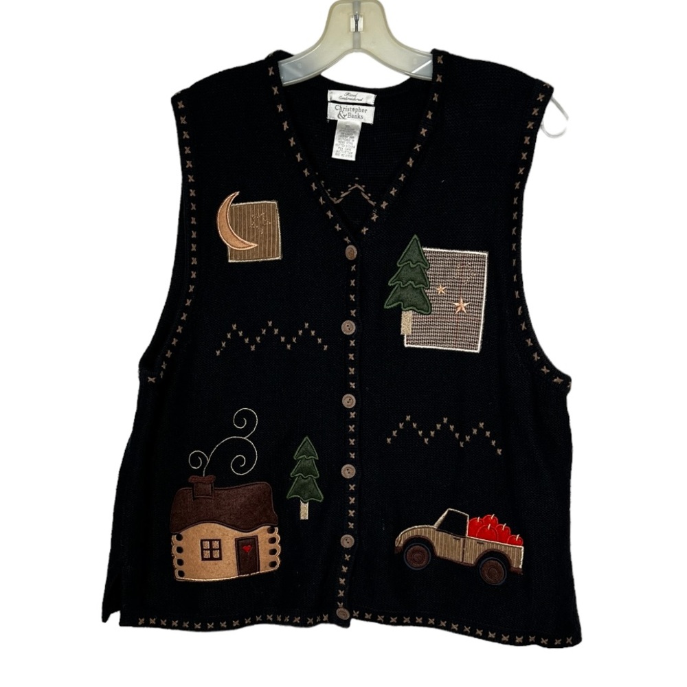 Vintage Christopher & Banks Holiday Sweater Vest